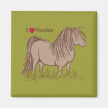 I Love Ponies Refrigerator Magnets