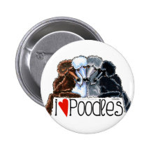 I Love Poodles Button