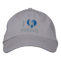 I Love Poodles Embroidered Hat (Blue) embroidered hats