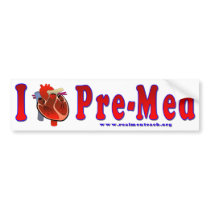 I Love Pre Med Bumper Sticker