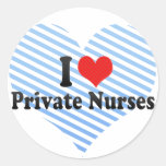 I Love Private Nurses Stickers