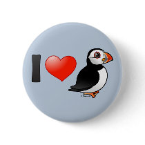 I Love Puffins Pinback Button