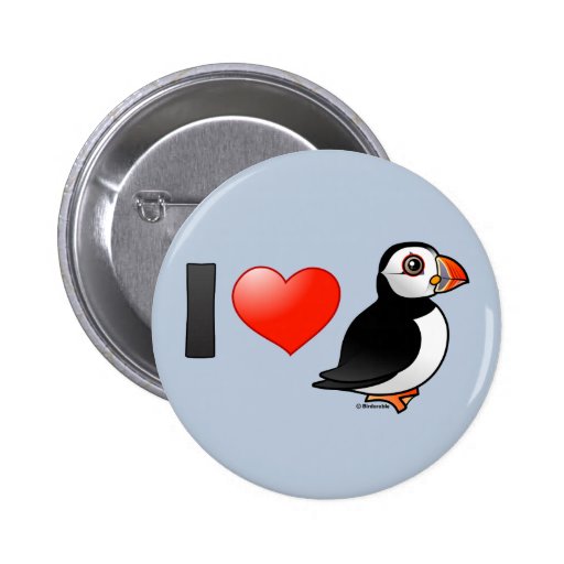 I Love Puffins Pinback Button