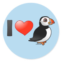 I Love Puffins Round Sticker