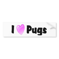 I Love Pugs bumper stickers