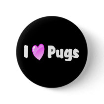 I Love Pugs buttons