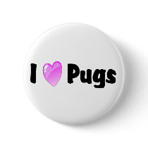 I Love Pugs buttons
