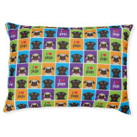 I Love Pugs Color Squares Dog Bed Large Dog Bed