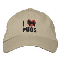 I Love Pugs Embroidered Hat