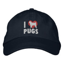 I Love Pugs Embroidered Hat (Dark) embroidered hats by MenagerieMayhem I Love Pugs Embroidered Hat (Dark) embroidered hats