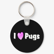 I Love Pugs keychains