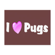 I Love Pugs postcards
