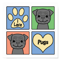 I Love Pugs posters
