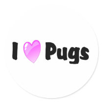 I Love Pugs stickers