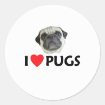 I Love Pugs Sticker
