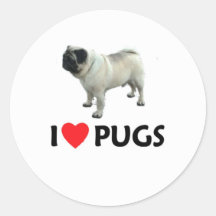 I Love Pugs Sticker
