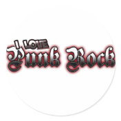 I Love PUNK ROCK Music Round Stickers