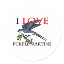 I Love Purple Martins Stickers