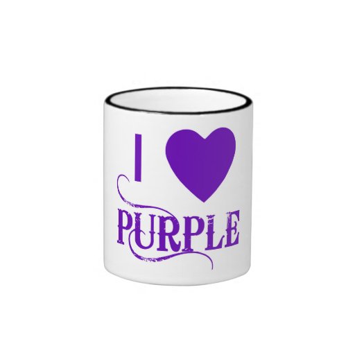 I Love Purple with Purple Heart Mugs