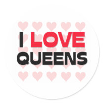 I LOVE QUEENS ROUND STICKER