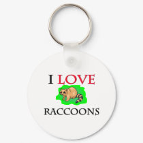 I Love Raccoons keychains