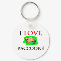 I Love Raccoons keychains