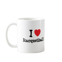I love Racquetball heart custom personalized mugs