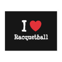 I love Racquetball heart custom personalized postcards