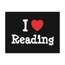 I love Reading heart custom personalized postcards