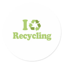 I Love recycling stickers