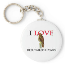 I Love Red-Tailed Hawks Keychain