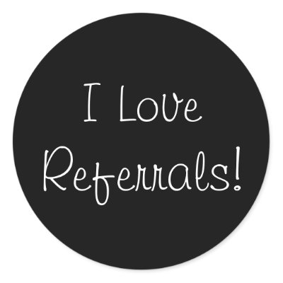 I Love Referrals! Round Sticker by arosenstein