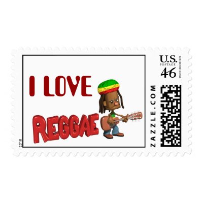 I Love Reggae Postage Stamp by forbes1954