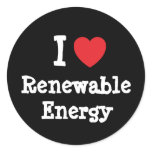 I love Renewable Energy heart custom personalized Round Stickers