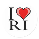 I Love RI - Rhode Island Round Sticker