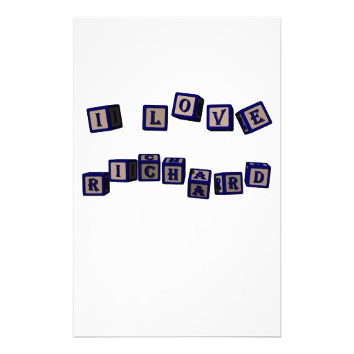 I love Richard toy blocks in blue Personalized Stationery