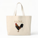 I Love Roosters-Handbag, Beach Bag