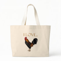 I Love Roosters-Handbag, Beach Bag