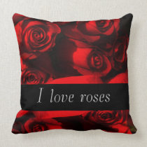 "I Love Roses" - Crimson Roses/Blk Stripe [b] pillows