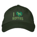 I Love Rotties Green embroidered hats