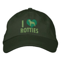 I Love Rotties Green embroidered hats