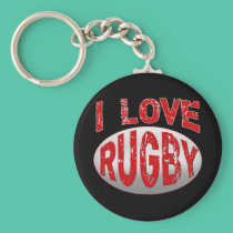 I Love Rugby Tshirts, Apparel and Products keychains