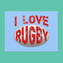 I Love Rugby Tshirts, Apparel and Products postcards