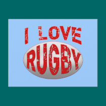 I Love Rugby Tshirts, Apparel and Products postcards