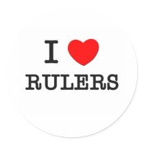 I Love Rulers Round Sticker