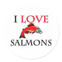 I Love Salmons Round Stickers