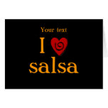 I Love Salsa Swirl Heart Latin Dancing Custom Cards