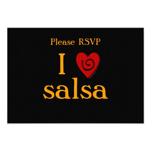 I Love Salsa Swirl Heart Latin Dancing Custom 3.5x5 Paper Invitation