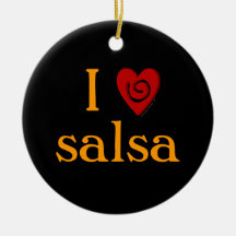 I Love Salsa Swirl Heart Latin Dancing Custom Christmas Tree Ornament