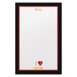 I Love Salsa Swirl Heart Latin Dancing Custom Stationery Paper